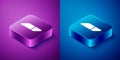 Isometric Eraser or rubber icon isolated on blue and purple background. Square button. Vector Illustration Royalty Free Stock Photo