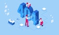 Isometric error 404 page layout vector design. The page you requested could not be found. Website 404 page creative