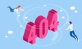Isometric error 404 page layout vector design. The page you requested could not be found. Website 404 page creative