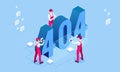 Isometric error 404 page layout vector design. The page you requested could not be found. Website 404 page creative