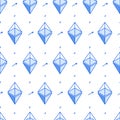 Isometric bitcoin line style seamless pattern
