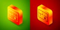 Isometric Evacuation plan icon isolated on green and red background. Fire escape plan. Square button. Vector Royalty Free Stock Photo