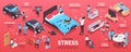 Isometric Everyday Stress Infographic Set