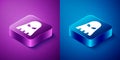 Isometric Executioner mask icon isolated on blue and purple background. Hangman, torturer, executor, tormentor, butcher