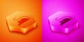 Isometric Experimental mouse icon isolated on orange and pink background. Hexagon button. Vector