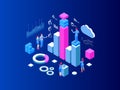Isometric Expert team for Data Analysis, Business Statistic, Management, Consulting, Marketing. Landing page template