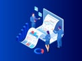 Isometric Expert team for Data Analysis, Business Statistic, Management, Consulting, Marketing. Landing page template