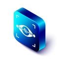 Isometric Eye scan icon isolated on white background. Scanning eye. Security check symbol. Cyber eye sign. Blue square Royalty Free Stock Photo