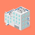 Isometric facade of building