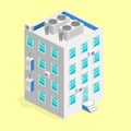 Isometric facade of building