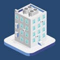 Isometric facade of building. Flat 3D illustration Factory