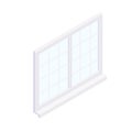 Isometric facade square window frame illustration.