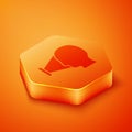 Isometric Face recognition icon isolated on orange background. Face identification scanner icon. Facial id. Cyber