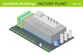 Isometric Factory Plant Industrial Building flat vector collection