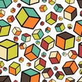 Isometric fall cubes seamles texture background. Vector