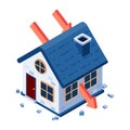 Isometric Falling Arrow Piercing Through House