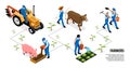 Isometric Farmer Horizontal Infographics