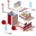 Isometric fashion store interior