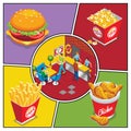 Isometric Fast Food Colorful Composition