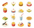 Isometric fast food 3d icons set flat design design vector illustration Royalty Free Stock Photo