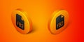 Isometric FB2 File icon isolated on orange background. Orange circle button. Vector Royalty Free Stock Photo