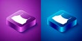 Isometric Female crop top icon isolated on blue and purple background. Undershirt. Square button. Vector