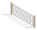 Isometric fence icon. Urban real estate boundary element. Spans fences of steel or iron materials. For gaming