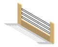 Isometric fence icon. Urban real estate boundary element. Spans fences of steel or iron materials. For gaming