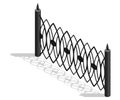 Isometric fence icon. Urban real estate boundary element. Spans fences of steel or iron materials. For gaming