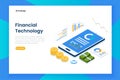 Isometric financial technology landing page vector template