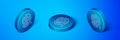 Isometric Fingerprint icon isolated on blue background. ID app icon. Identification sign. Touch id. Blue circle button
