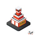 Isometric fire department icon, building city infographic element, vector illustration Royalty Free Stock Photo