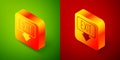 Isometric Fire exit icon isolated on green and red background. Fire emergency icon. Square button. Vector Royalty Free Stock Photo