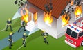 Isometric Firefighter Composition Royalty Free Stock Photo
