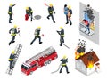 Isometric Firefighter Icon Set Royalty Free Stock Photo