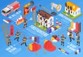 Isometric Firefighters Infographic Composition