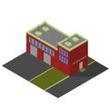 Isometric firefighters station building