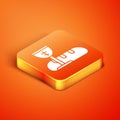 Isometric First communion symbols for a nice invitation icon isolated on orange background. Vector Illustration