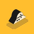 Isometric Fisherman hat icon isolated on yellow background. Vector