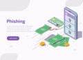 Isometric fishing hook catch money bills