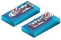 Isometric Fishing Trawler. Sea or ocean transportation, marine ship for industrial seafood production. Sea trawler