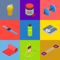 Isometric fitness icon set Royalty Free Stock Photo