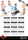 Isometric Fitness 2019 Year Calendar Template