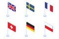 Isometric flag of the countries icons set.