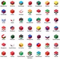 All asian countries flags in cube isometric design vector set Royalty Free Stock Photo