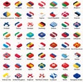 All european countries flags in isometric top design vector set Royalty Free Stock Photo