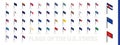 Isometric flags of US states sorted alphabetically. 3D flag collection