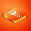 Isometric Flamenco woman accessories icon isolated on orange background. Peineta. Spanish comb. Vector