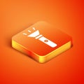 Isometric Flashlight icon isolated on orange background. Vector