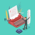 Isometric flat concept story writing. Vector illustration. Royalty Free Stock Photo